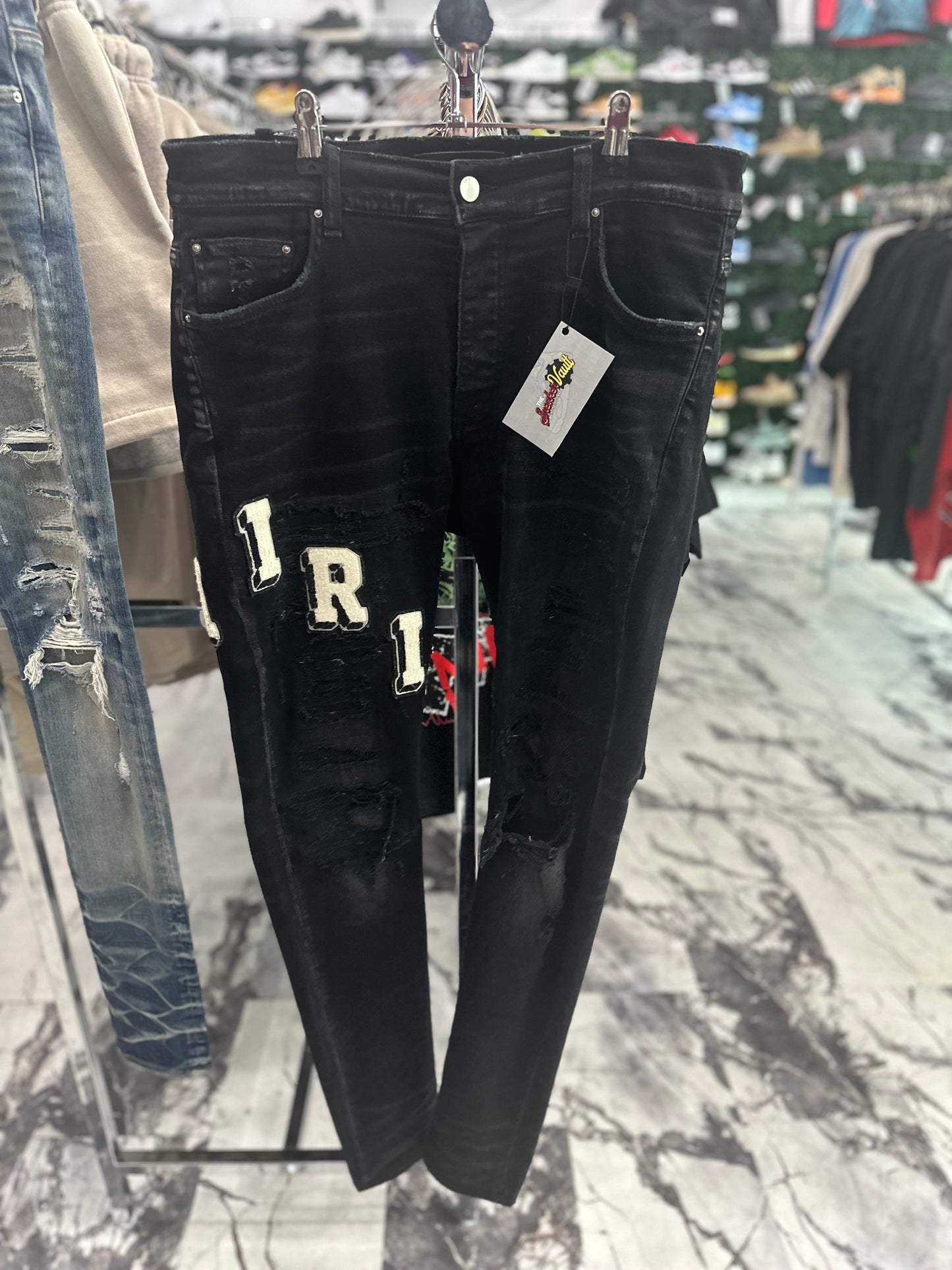 Amiri varsity logo black jeans