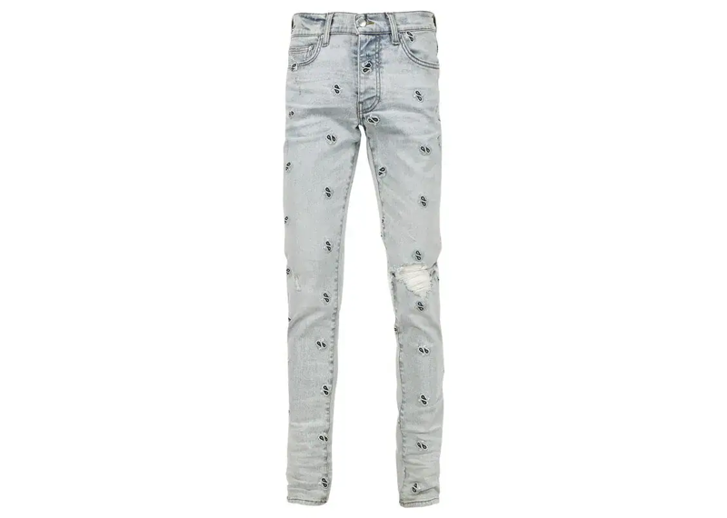 Amiri Embroidered Paisley Broken Jeans