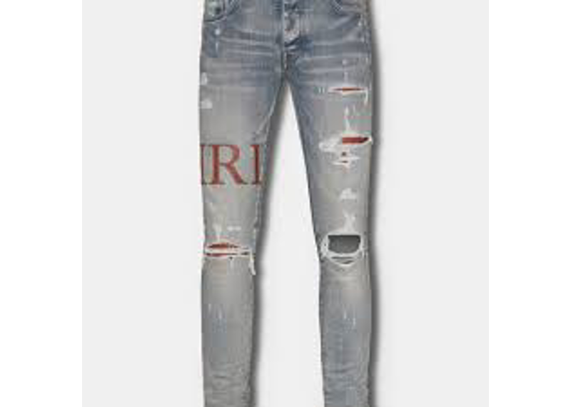 CLAY INDIGO LEATHER STITCH LOGO JEANS