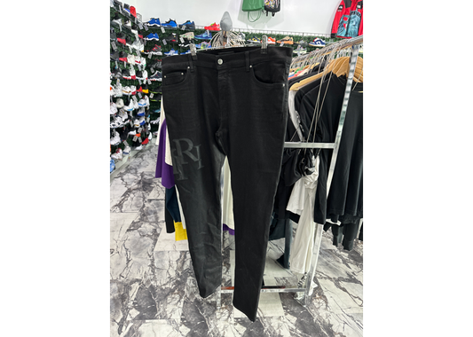 Amiri Staggered Logo Jeans Black Waxed