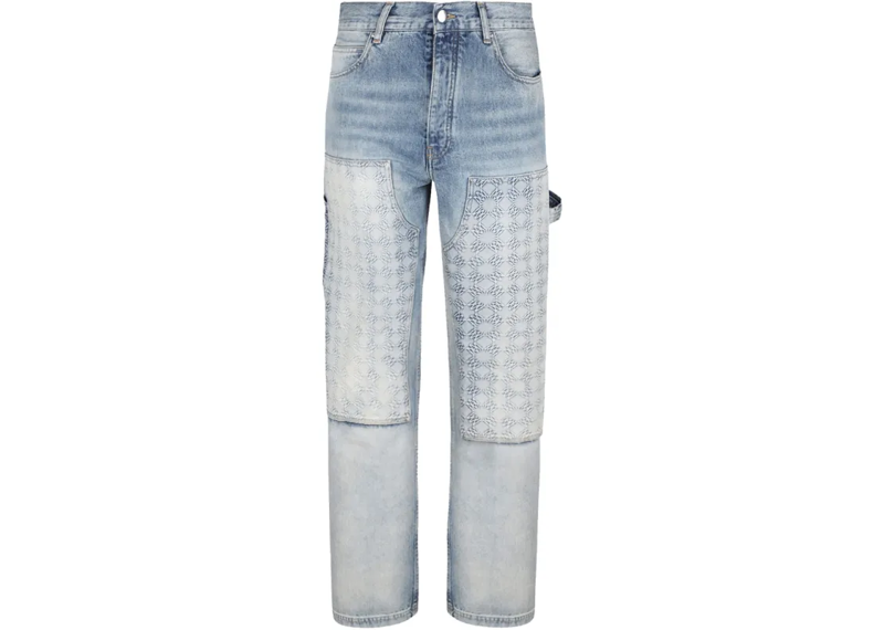Amiri monogram debossed jeans Blue