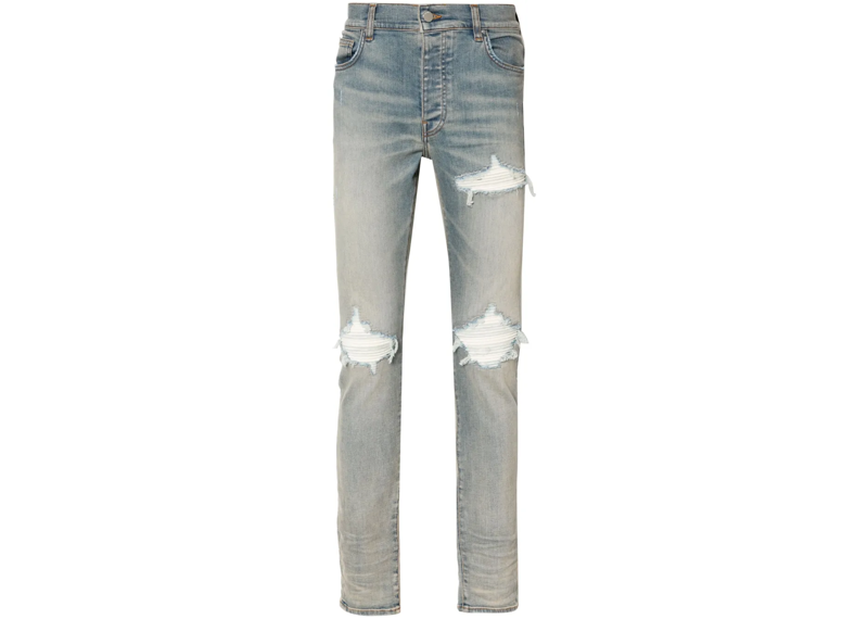 Amiri White Suede Mx1 Light Wash Blue Jean