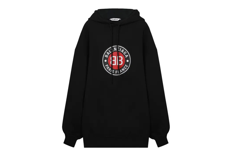 Balenciaga Street Style Logo Hoodie Black