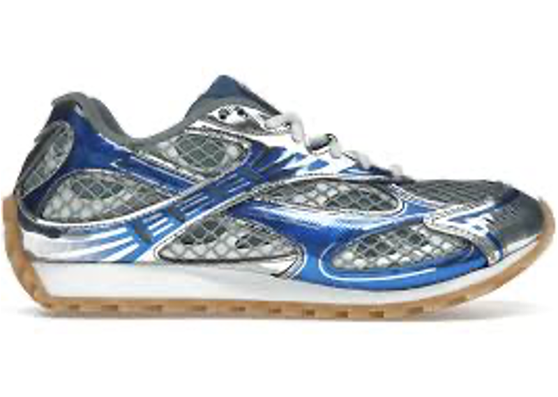 Bottega Veneta Orbit sneakers, featuring a silver and blue metallic mesh design