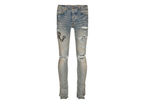 Amiri jeans old English bandana logo