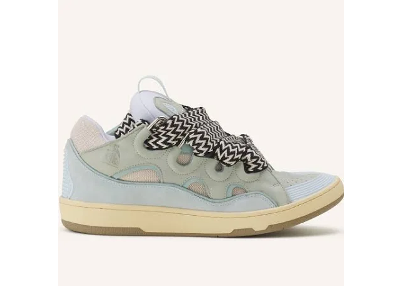Lanvin Curb sneakers featuring a distinctive light blue and grey panelled design.
