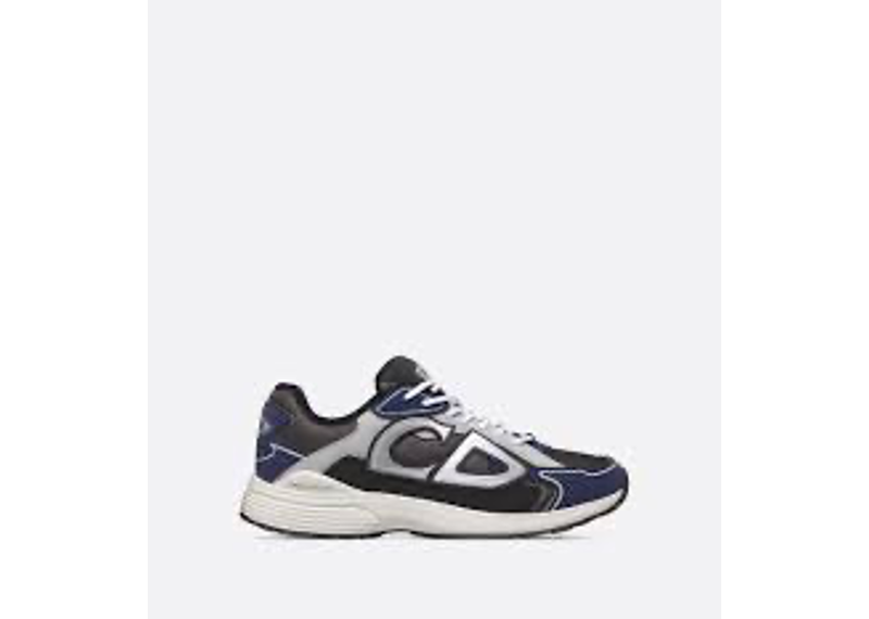 Dior B30 sneakers in anthracite gray and navy blue technical fabric,