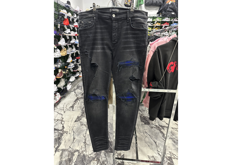 Amiri MX1 Blue Patch Black Jeans