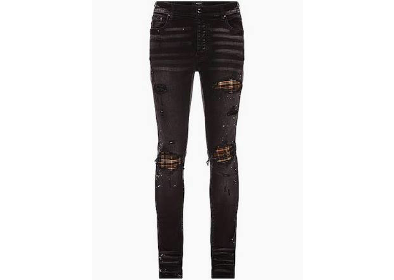 Amiri Jeans Brown Plaid MX1 Skinny fit Black