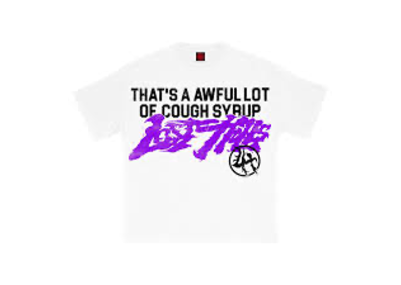 Lost Hills x Thats An Awful Lot Of Cough Syrup collaborative white t-shirt