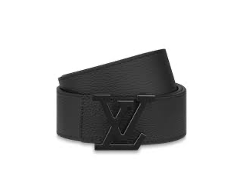Louis Vuitton Initiales 40mm Reversible Belt featuring black Taurillon leather with an embossed Monogram pattern and a matte black LV buckle