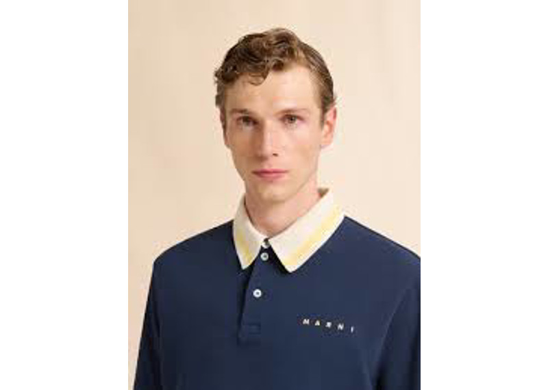 Marni navy blue pique polo shirt