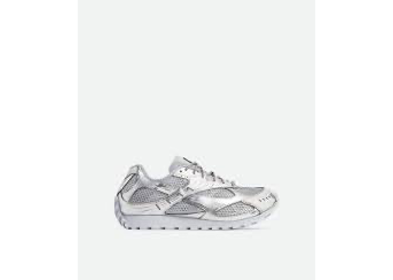Bottega Veneta Orbit sneakers are crafted with a striking metallic silver mesh upper