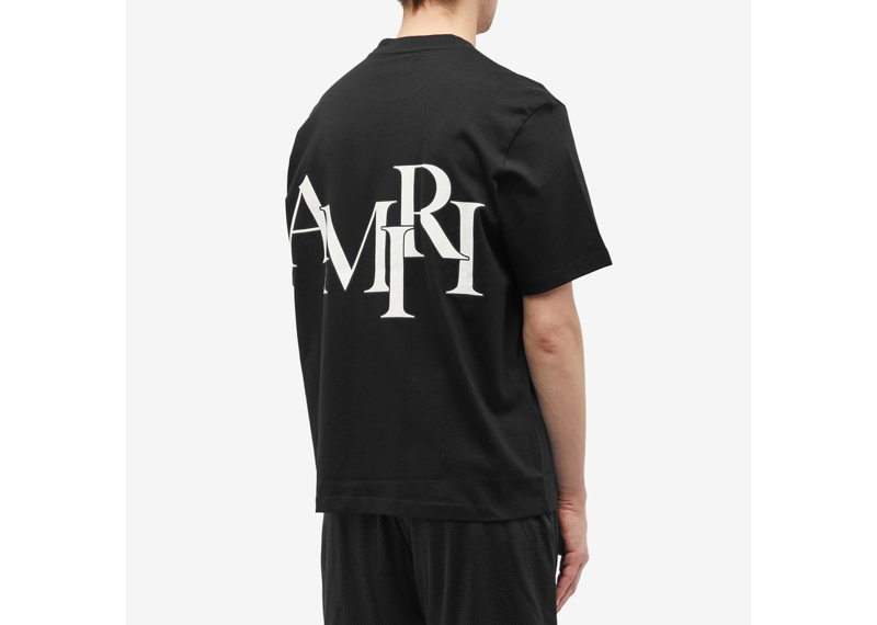 Amiri Script Staggered Logo Tee Black