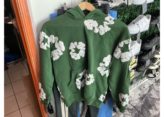 Green denim tear hoodie