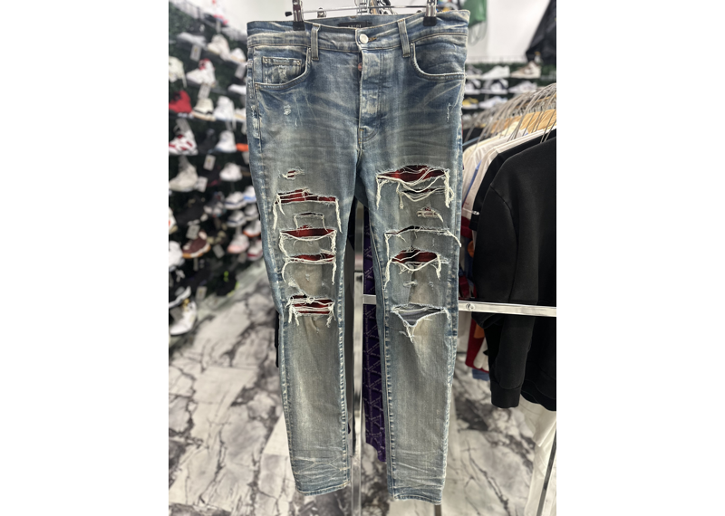 AMIRI RED PLAID JEANS