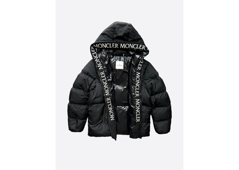 Moncler Black Montcla Logo Repeat Puffer Jacket