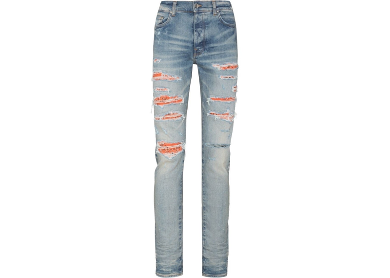 Amiri Thrasher Jeans Orange Ribbed Patch