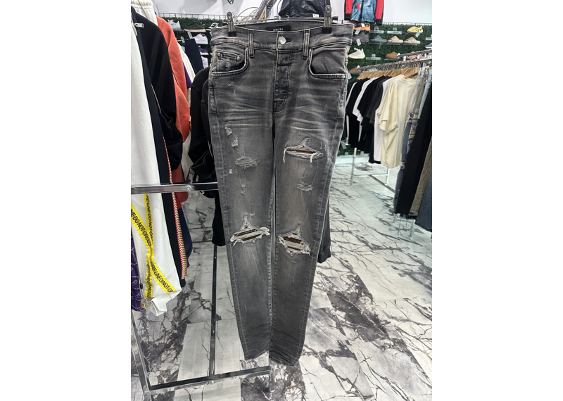 Amiri MX1 Grey Brown Patch Jeans