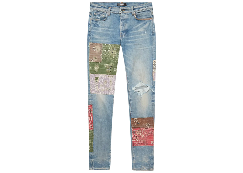 Amiri Bandana Art Patch Jeans Clay Indigo