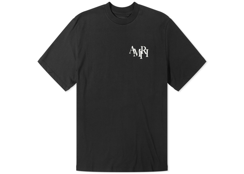 Amiri Script Staggered Logo Tee Black