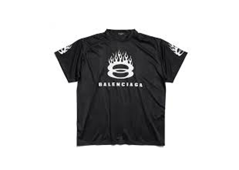 Balenciaga Black flaming logo jersey mesh