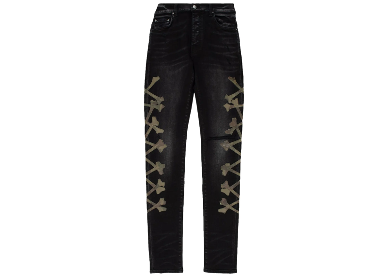 Amiri Camo Bones Black Jeans