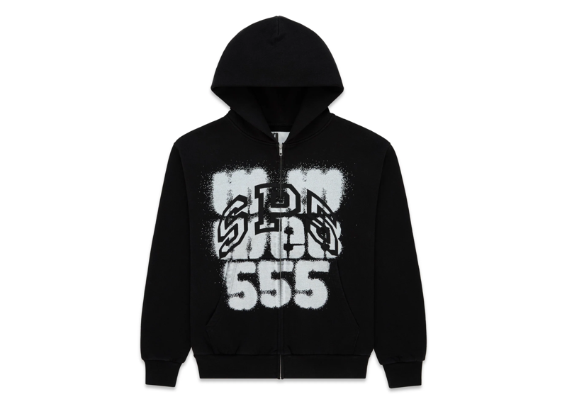 Sp5der Black SP555 Zip Up Hoodie King Spider