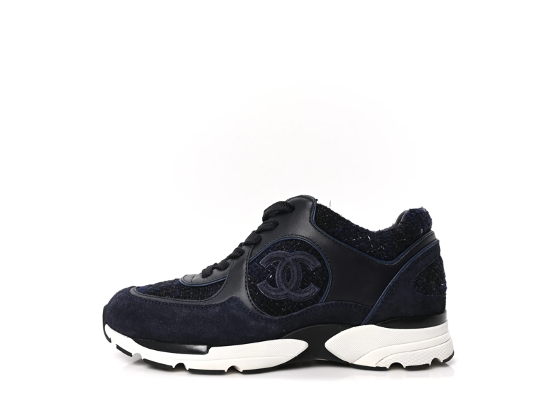 Chanel Leather Trainers Navy