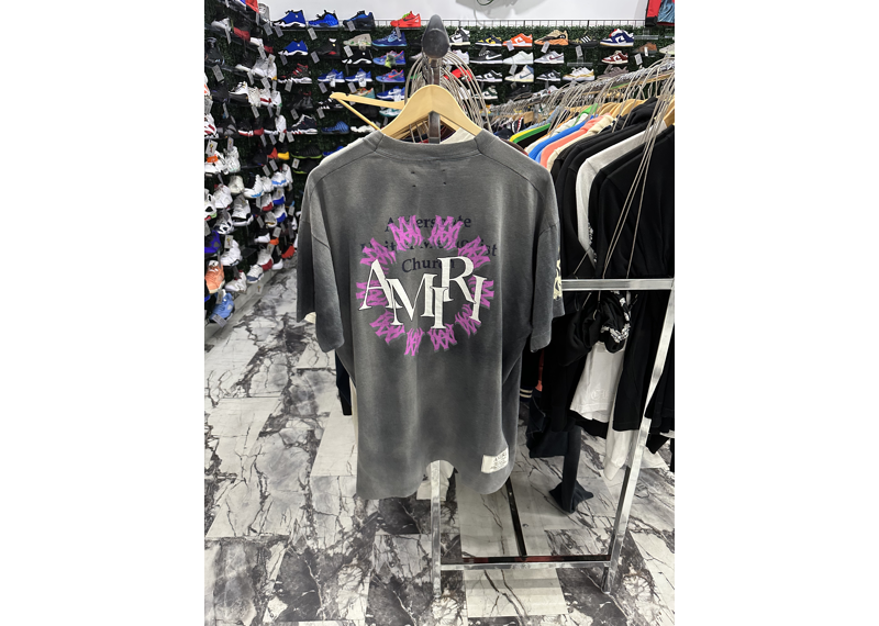 Amiri Purple Staggered Logo Ma Logo Miami Tee
