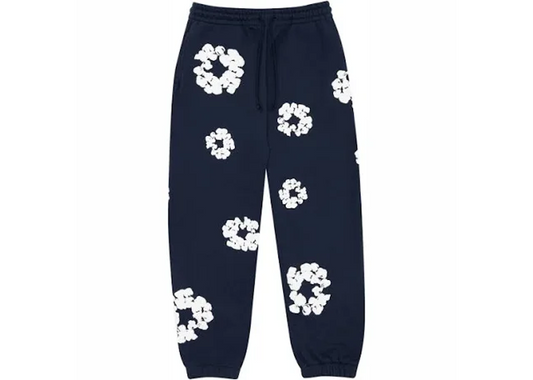 Navy denim tear sweatpants