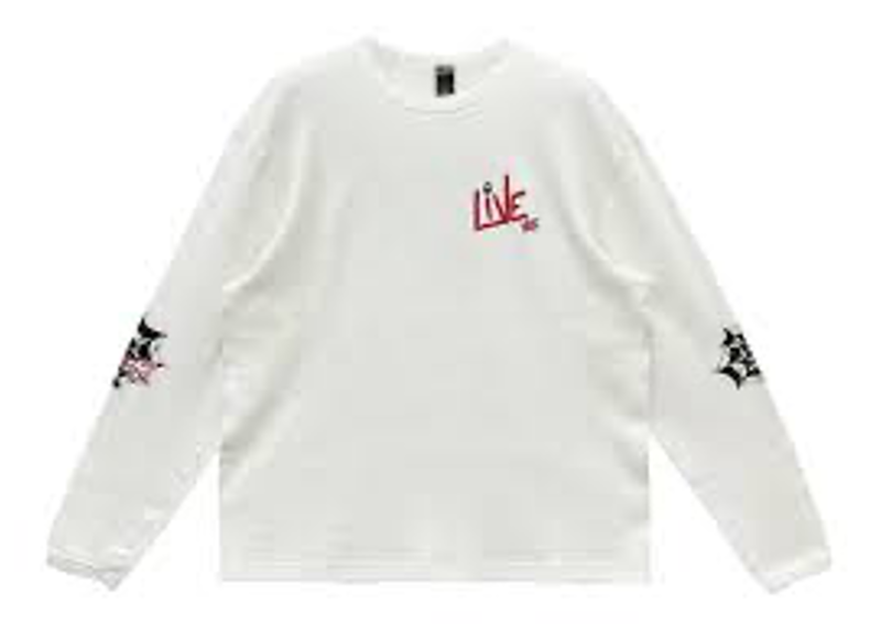 Matty Boy Sex Records Waffle Thermal Long Sleeve Tee in white with red graphics.