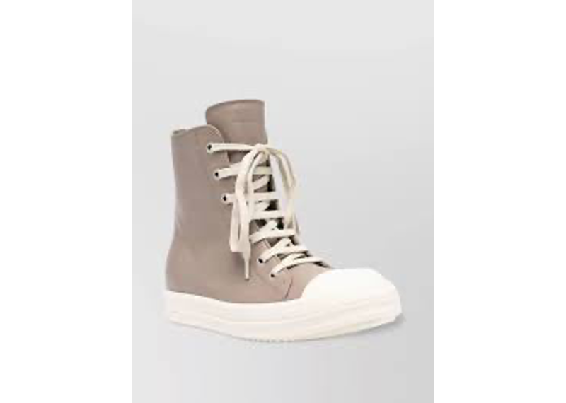 Rick Owens mainline Ramones high-top sneakers in a grey taupe leather