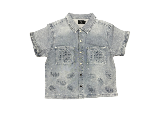 Mixed Emotion Paisley Denim Blue Shirt