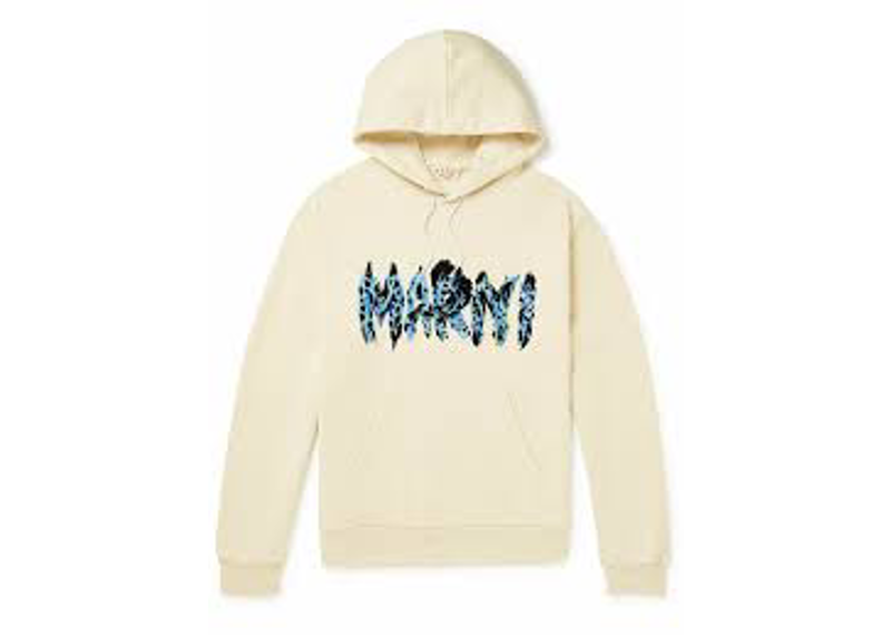 Marni Logo Flocked Cotton Hoodie