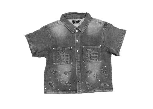 Mixed Emotions Paisley Denim Black Shirt