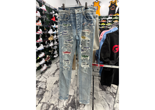 Amiri Multi Color Thrasher Jeans Blue