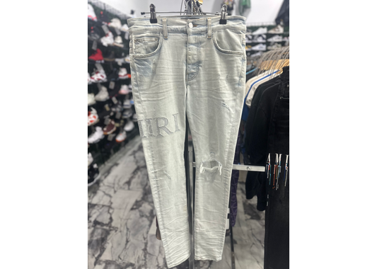 Amiri Crystal Embellished Logo Jeans