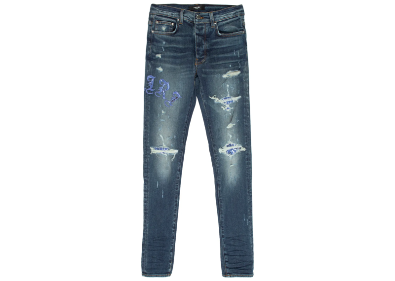 Amiri Old English Amiri Logo Blue Jeans