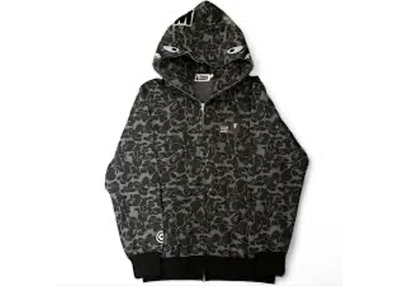 BAPE x Dover Street Market special camo full zip hoodie in black and grey