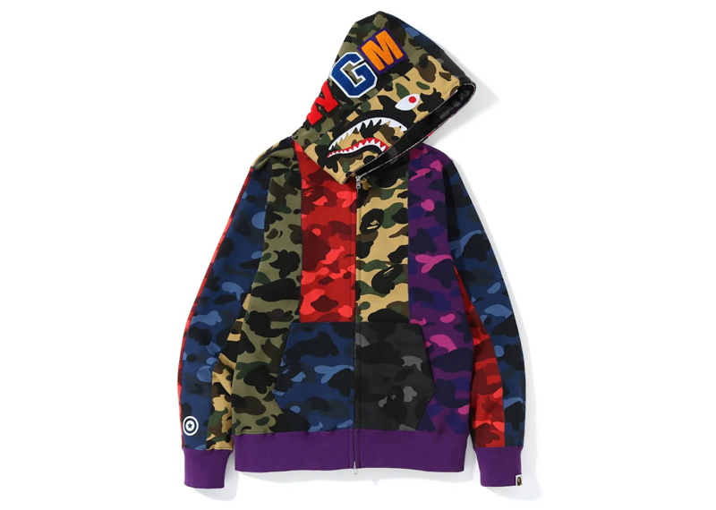 Bape Mix Camo Crazy Shark Full Zip Hoodie