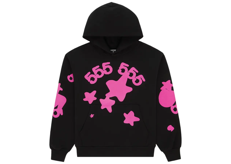 SP5DER Angel Number Beluga Hoodie Black