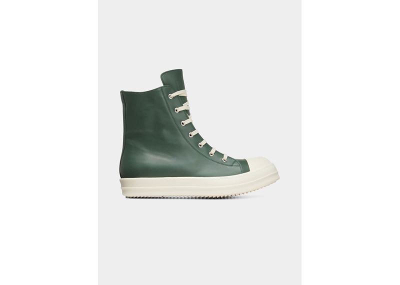 Rick Owens Leather Zip High Top Green