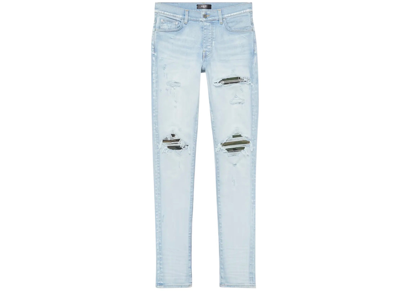 Amiri MX1 Light Wash Camo Patch Jeans