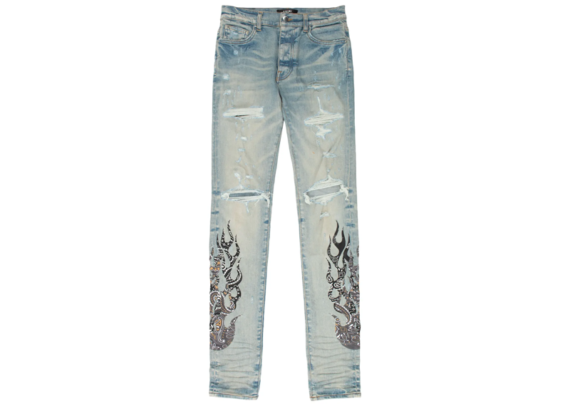 Amiri Bandana Flame Jeans Clay/Indigo/Black